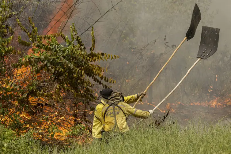 Brigadistas intensificam combate aos incêndios no Pantanal