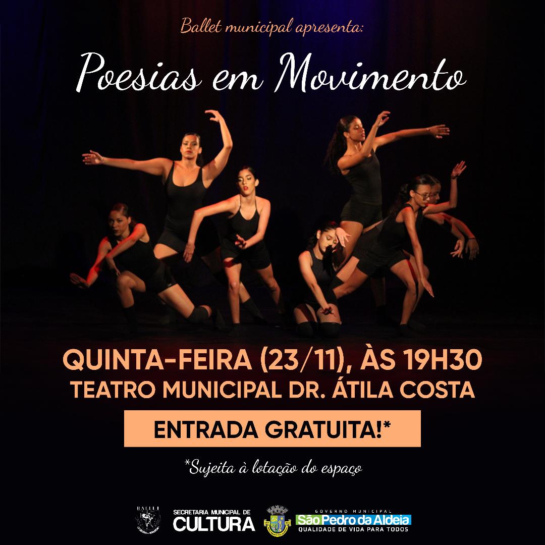 São Pedro da Aldeia: Ballet Municipal apresenta espetáculo “Poesias em Movimento” nesta quinta-feira (23)