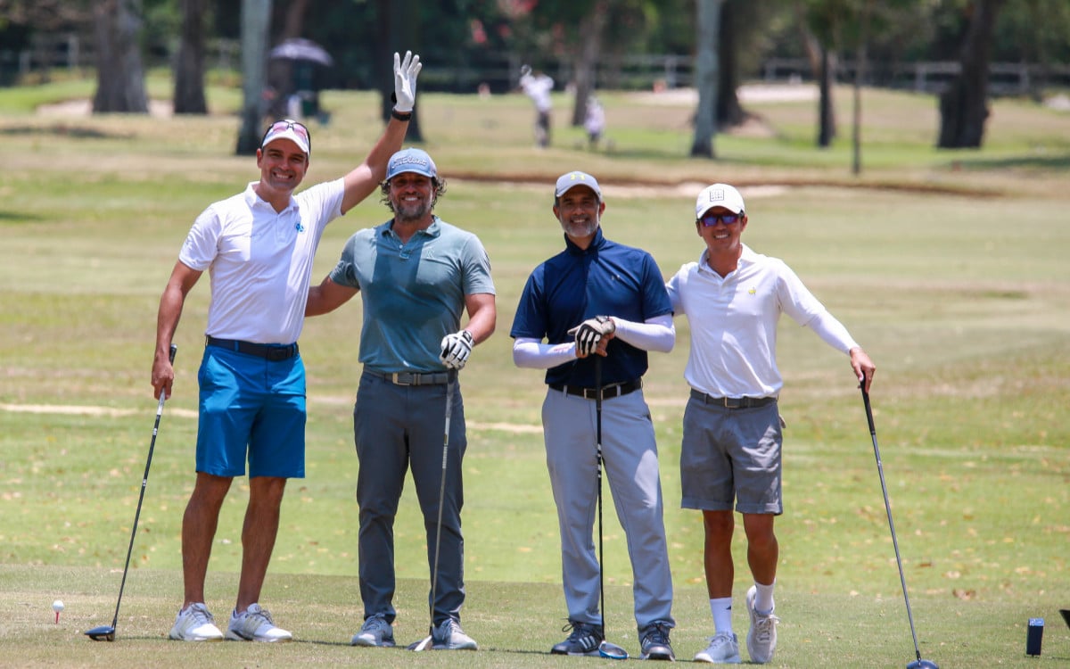 Marcos Pasquim, Rodrigo Lombardi e Tadeu Schmidt jogam golfe em clube no Rio