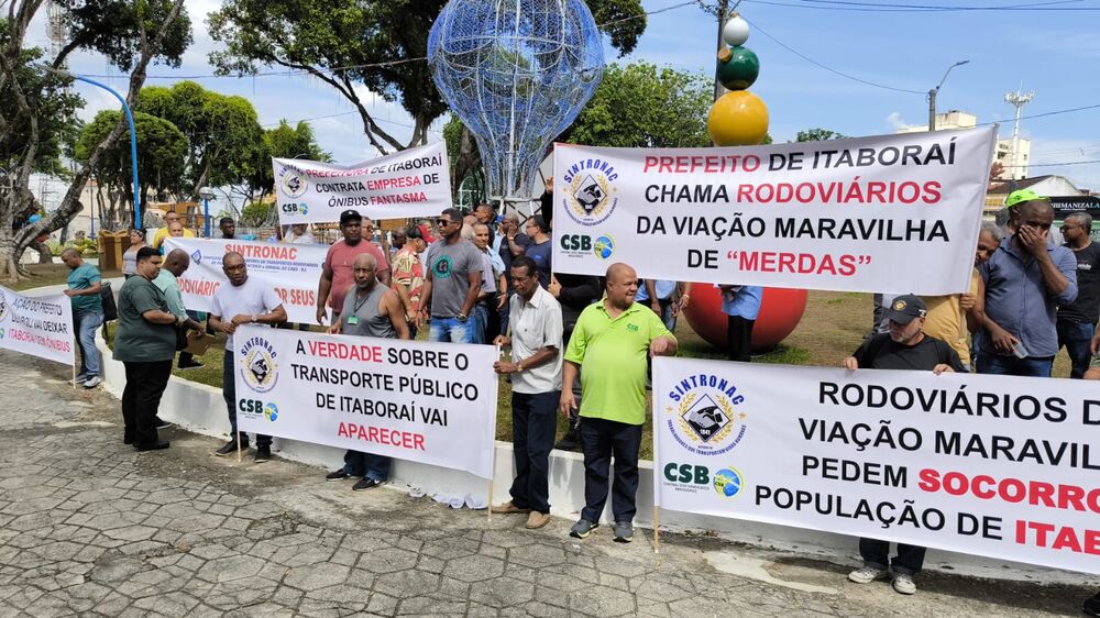 Rodoviários protestam contra os 'Laranjinhas' em Itaboraí | Enfoco