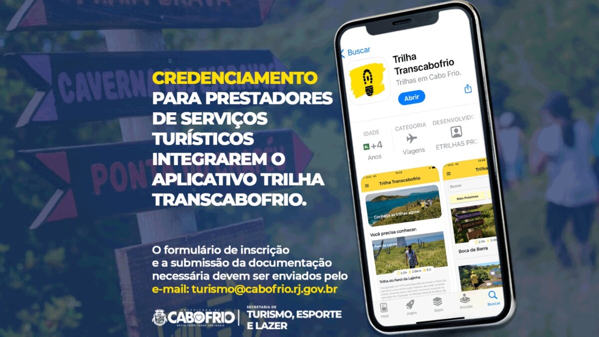 Cabo Frio abre credenciamento para prestadores de serviços turísticos integrarem o aplicativo Trilha TransCaboFrio