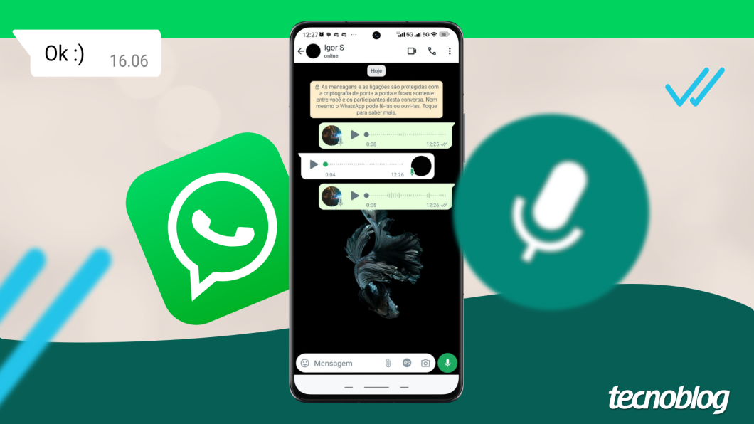 Ilustração de áudios em conversa no WhatsApp