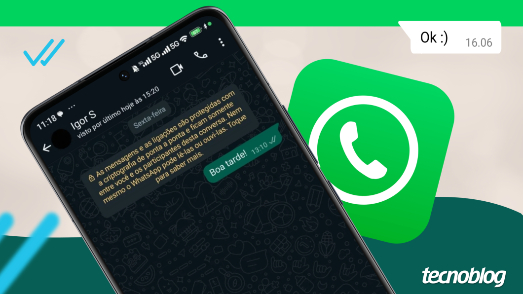 Ilustração de WhatsApp com hora errada aberto em um smartphone Android
