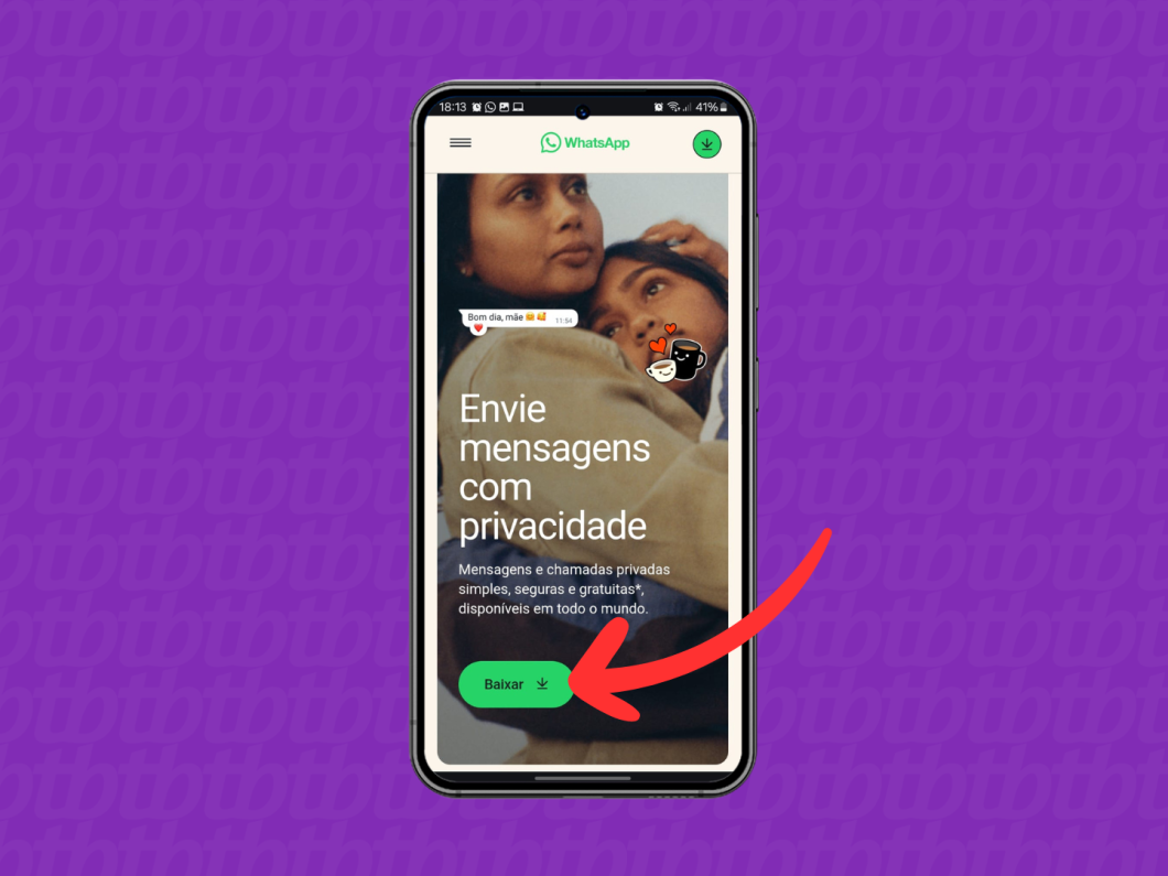 Captura de tela do navegador Google Chrome mostra a página oficial do WhatsApp