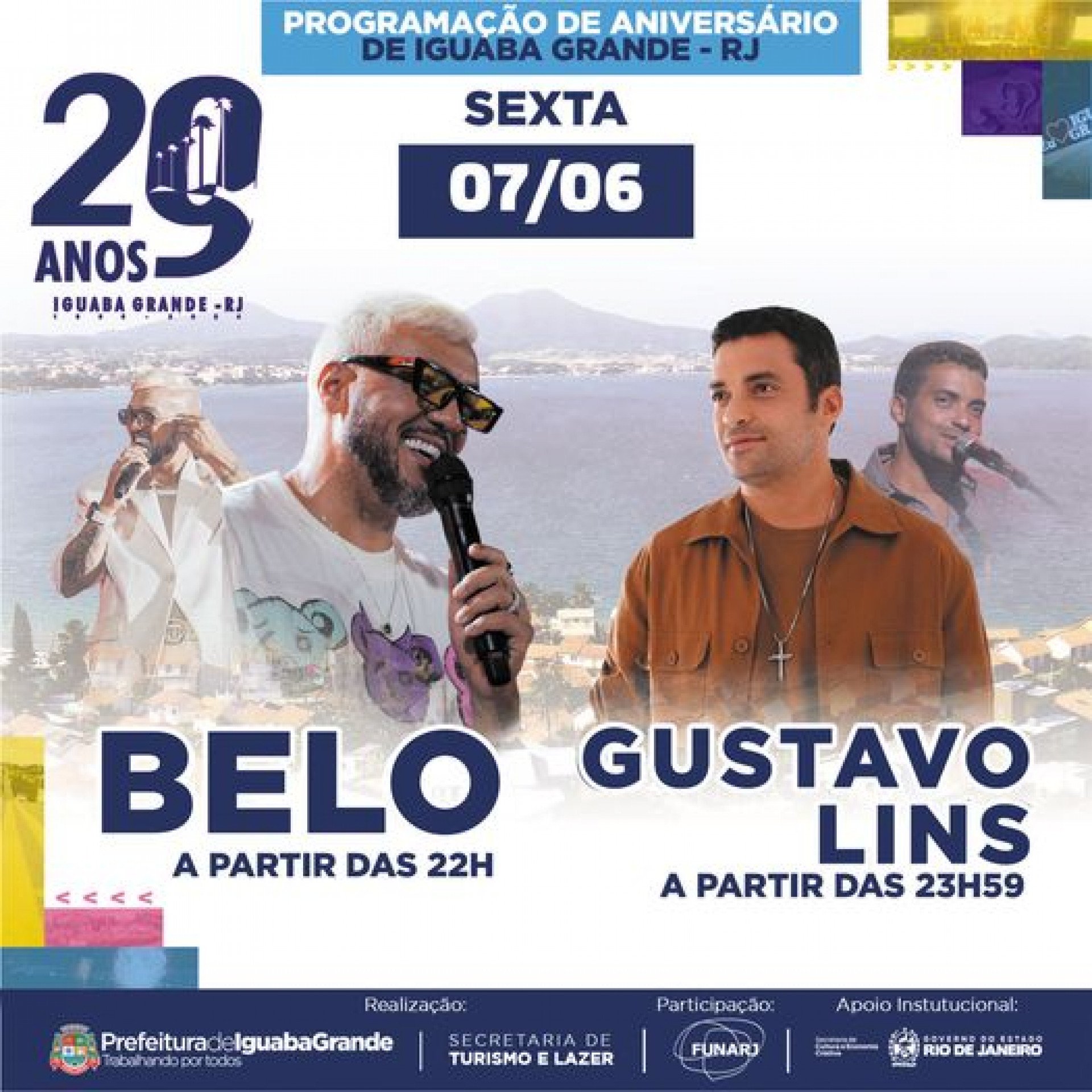 Shows de Belo e Gustavo Lins no aniversário de Iguaba Grande