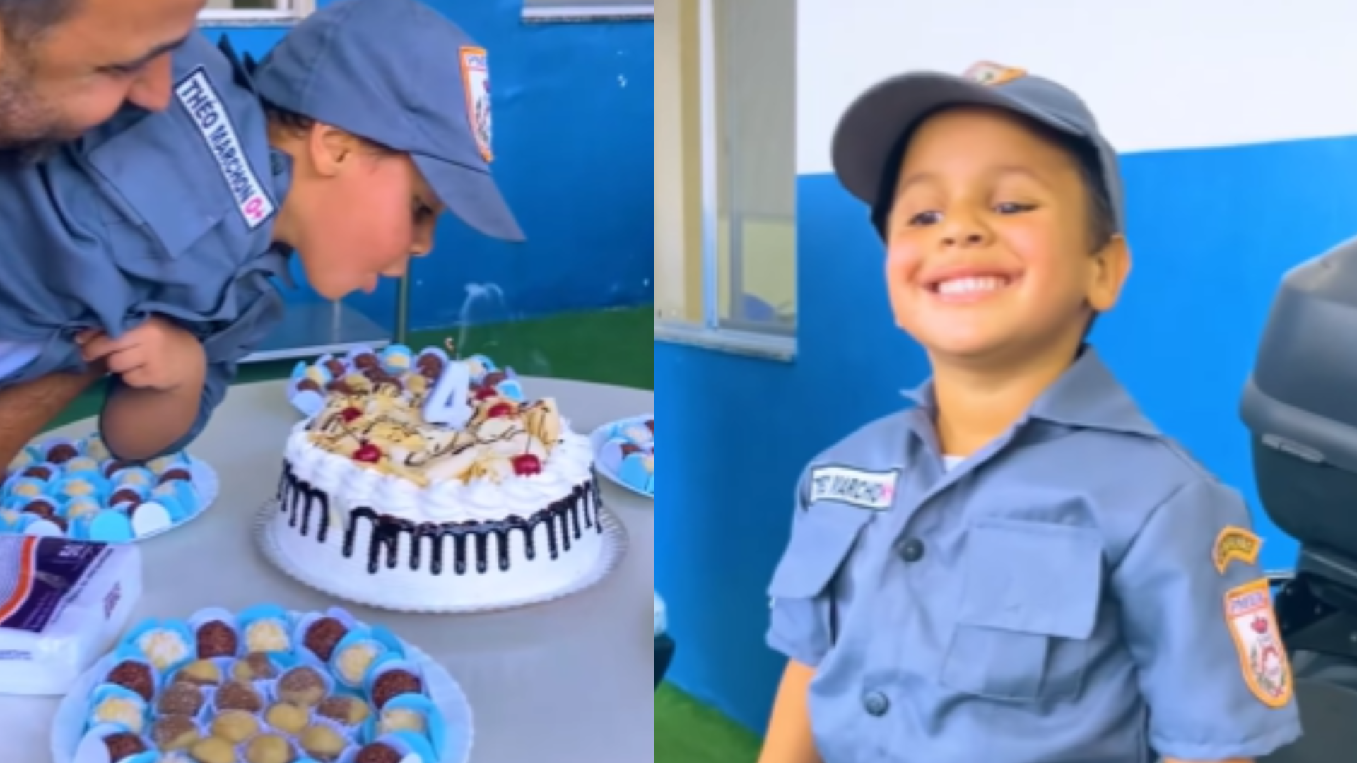 Menino ganha festa de 4 anos no batalhão da PM em Niterói; vídeo | Enfoco
