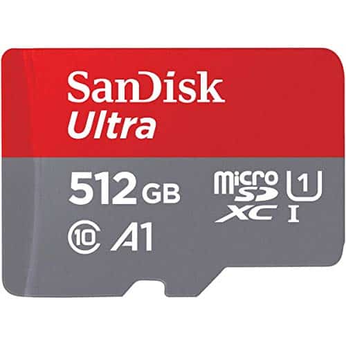 Cartão de memória Ultra MicroSDXC UHS-I de 512 GB com adaptador