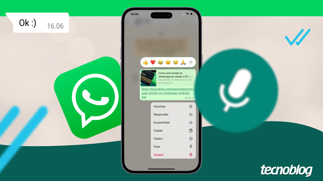 Ilustração mostra a tela para encaminhar mensagem no WhatsApp