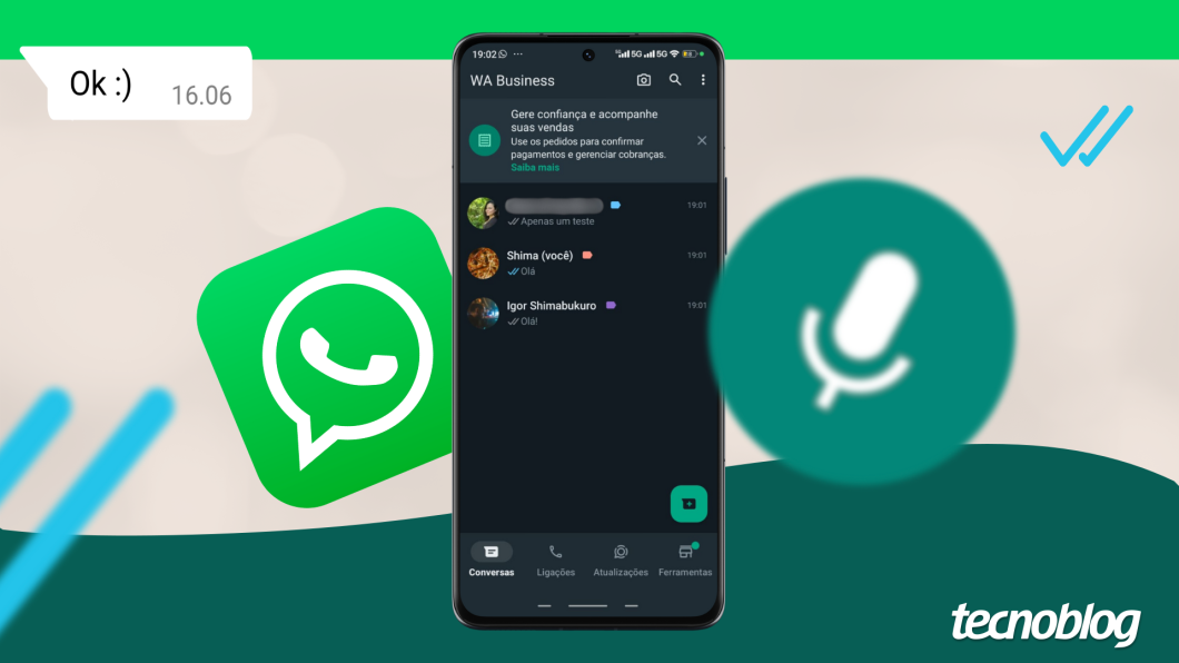 Ilustração de WhatsApp Business organizado com etiquetas de conversas