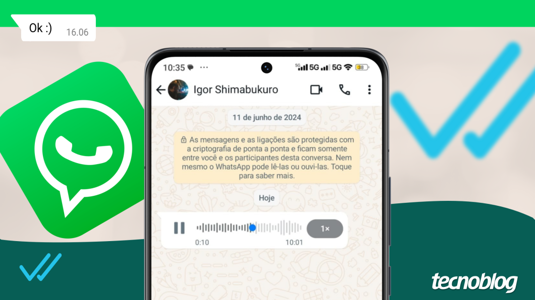 Ilustração de áudio do WhatsApp em reprodução