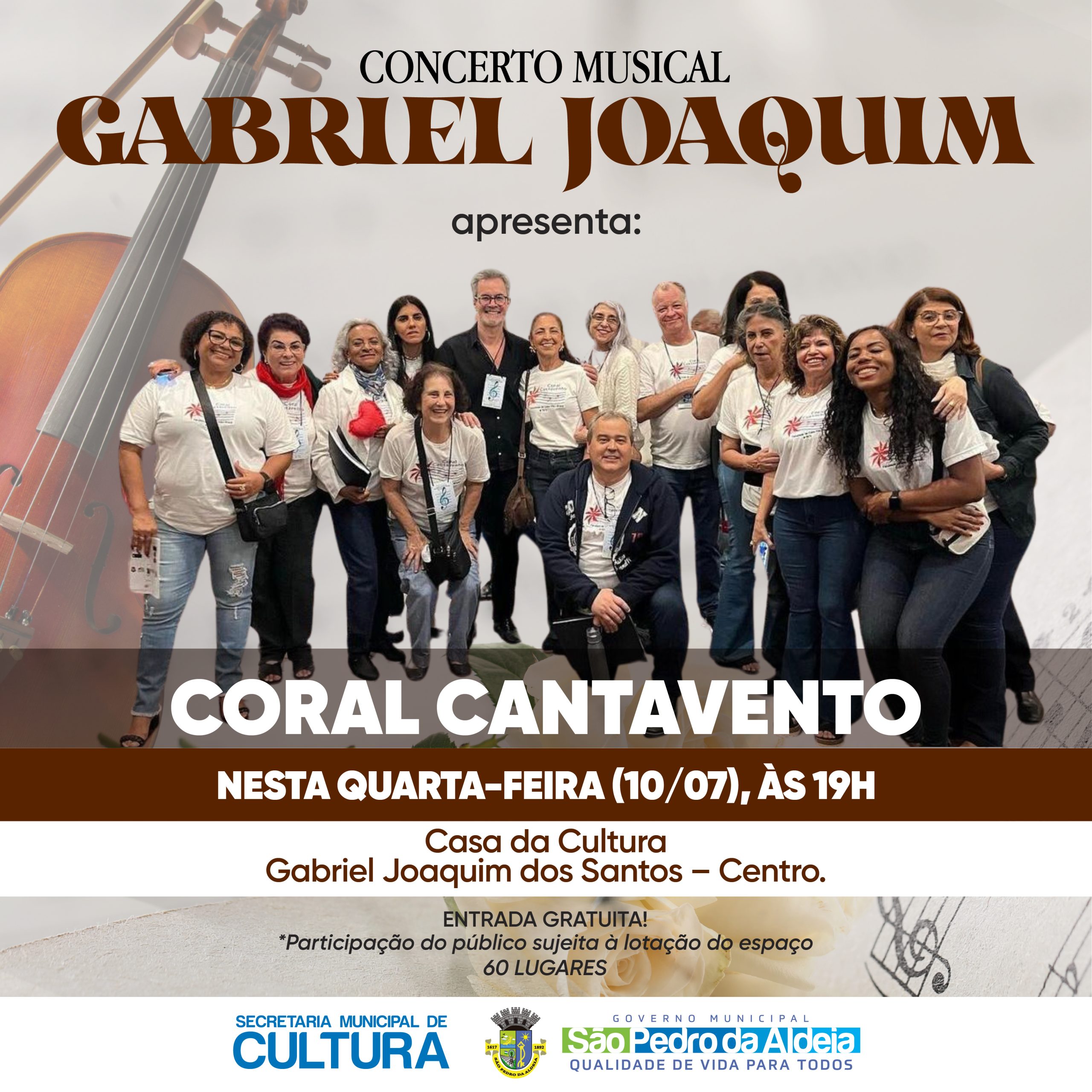 São Pedro da Aldeia: Casa da Cultura recebe Coral Cantavento nesta quarta-feira (10)
