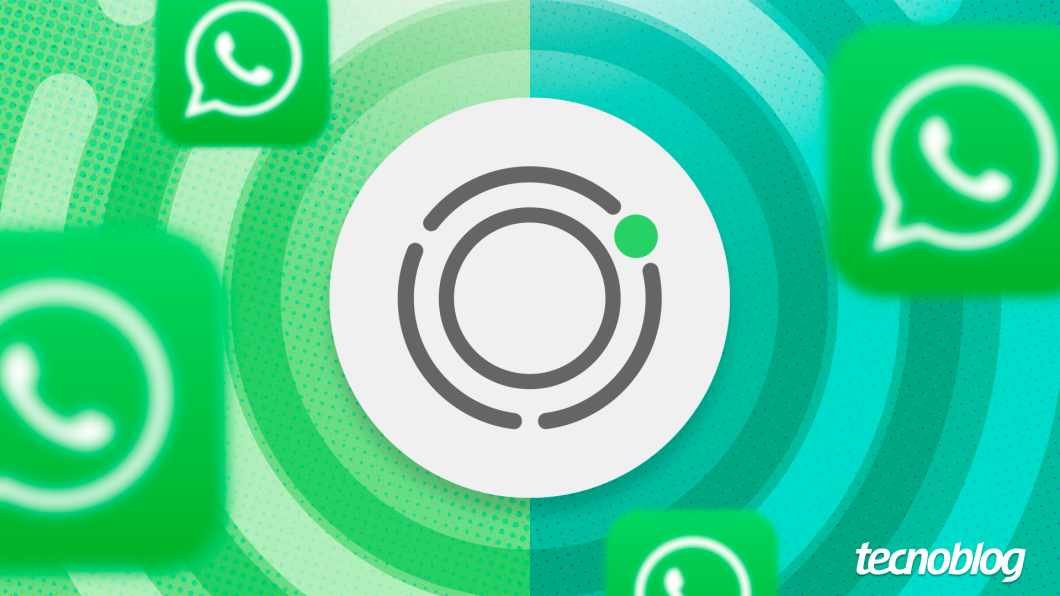 Ilustração mostra ícone de status do WhatsApp representado por dois círculos, um com linha contínua e outro com linha tracejada