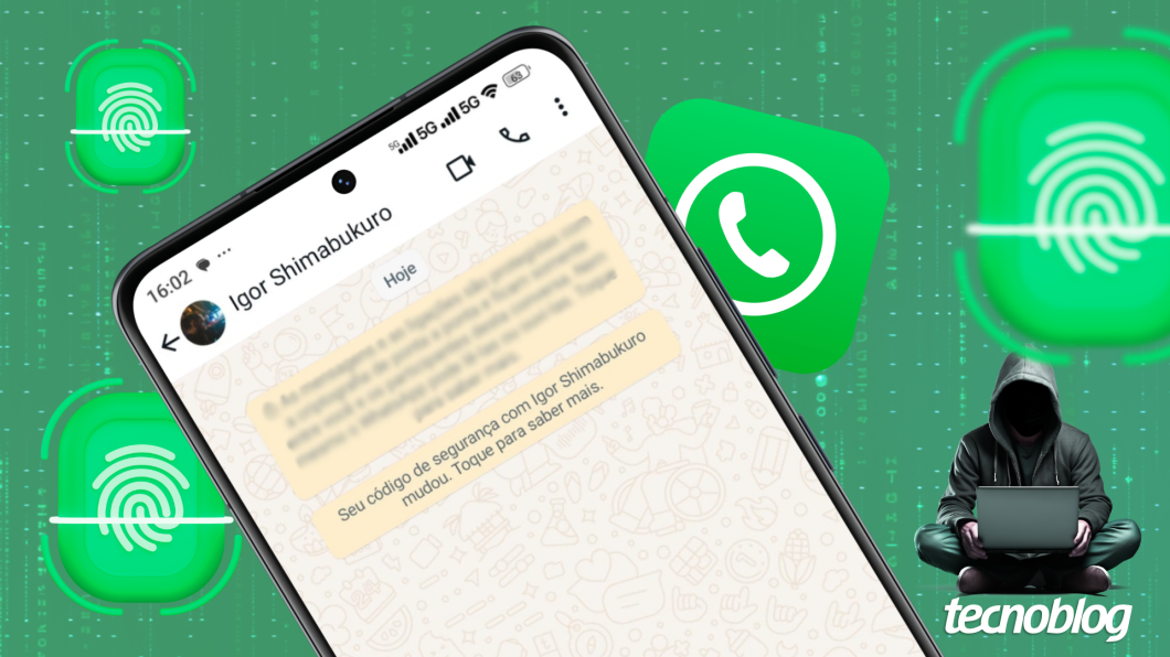 Ilustração da mensagem de alteração do código de segurança do WhatsApp