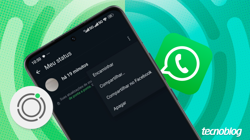 Ilustração do recurso de encaminhar Status do WhatsApp