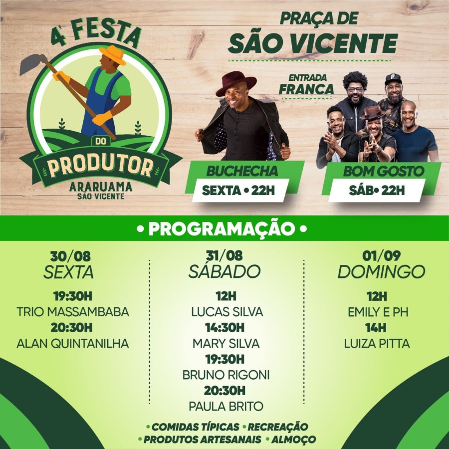 Programação da 4ª Edição da Festa do Produtor de São Vicente