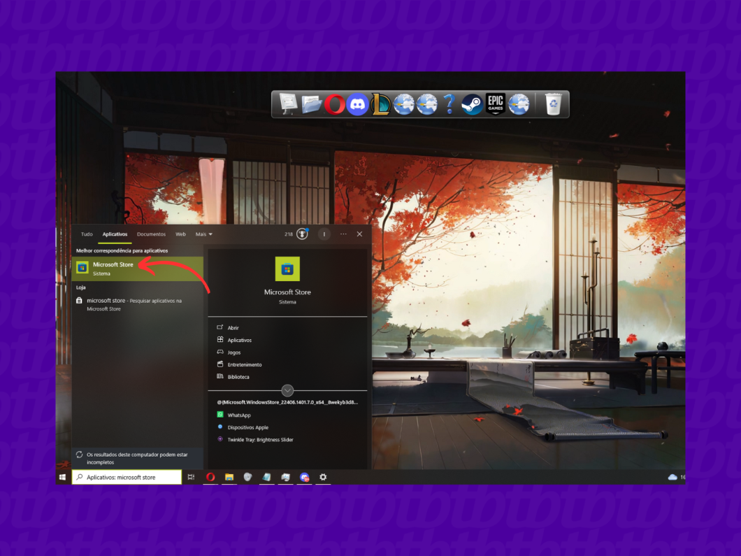 Abrindo a Microsoft Store pelo PC com Windows