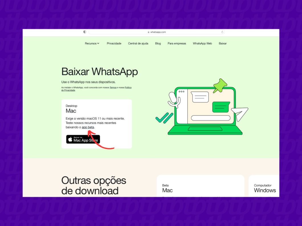 Baixando o WhatsApp Beta para Mac