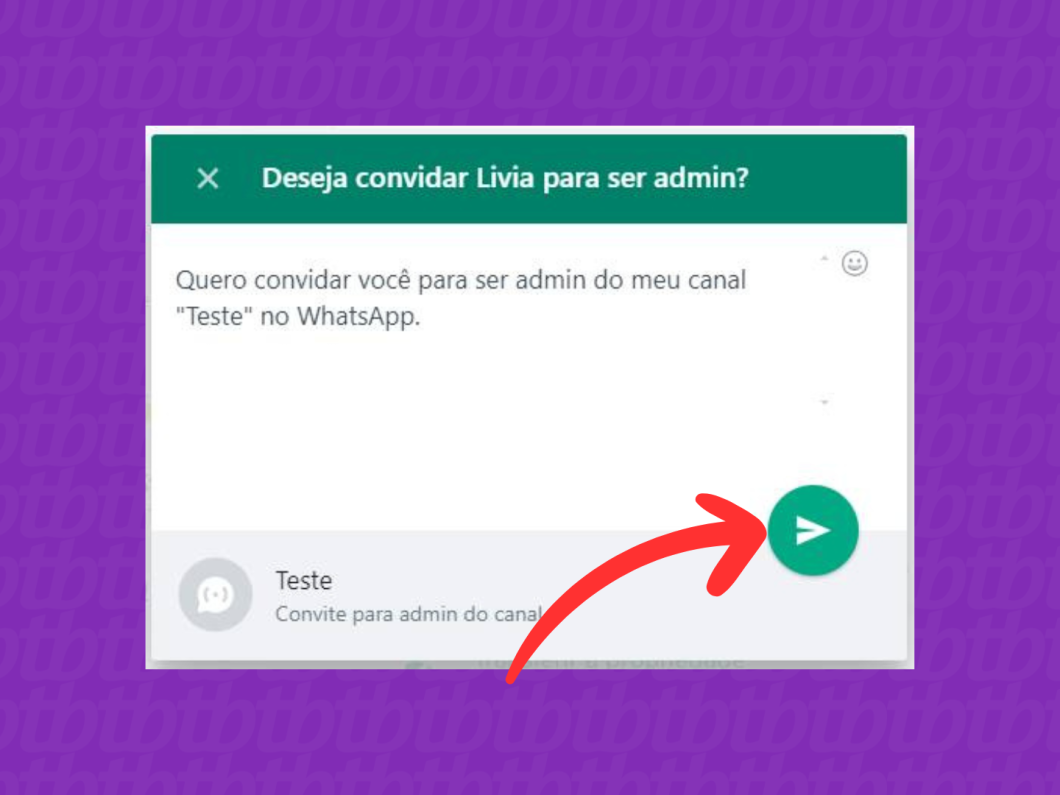 Captura de tela do site WhatsApp Web mostra como enviar o convite para ser admin