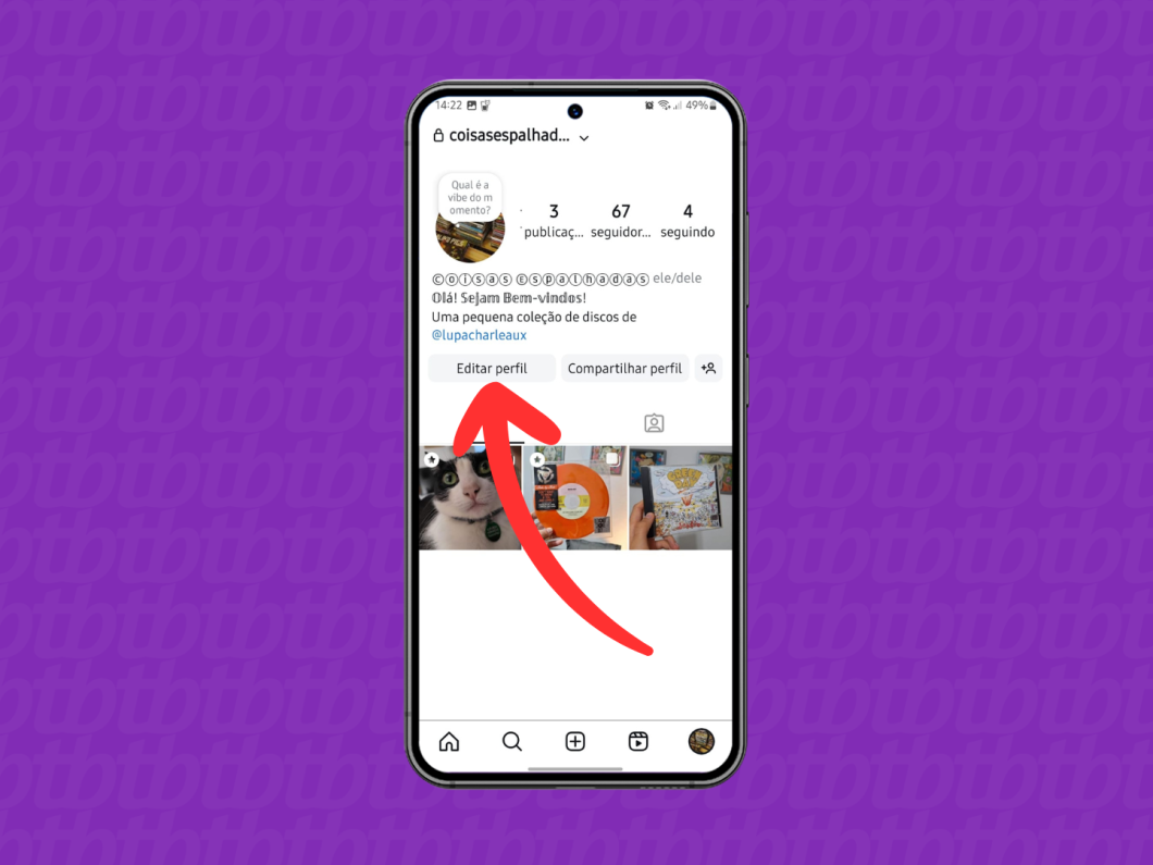 Menu 'Editar Perfil' do Instagram