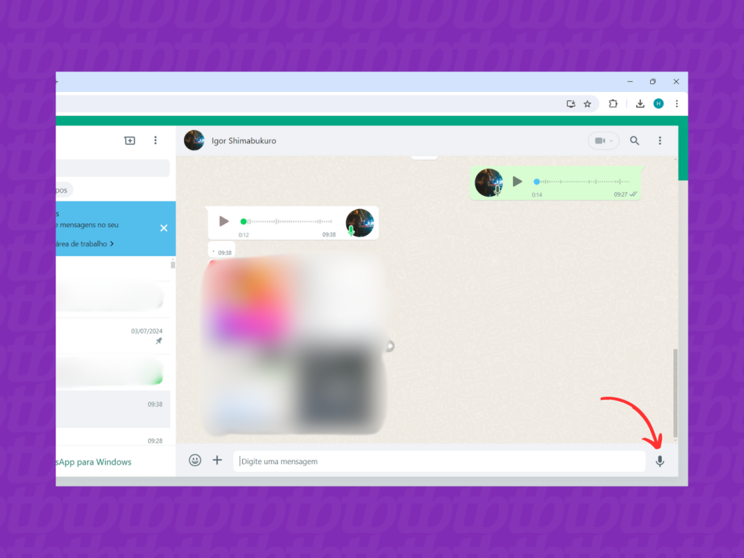 Mandando áudio pelo WhatsApp Web