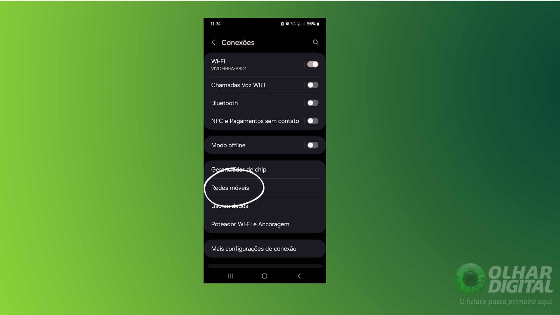 Configurações de Redes Móveis no Android