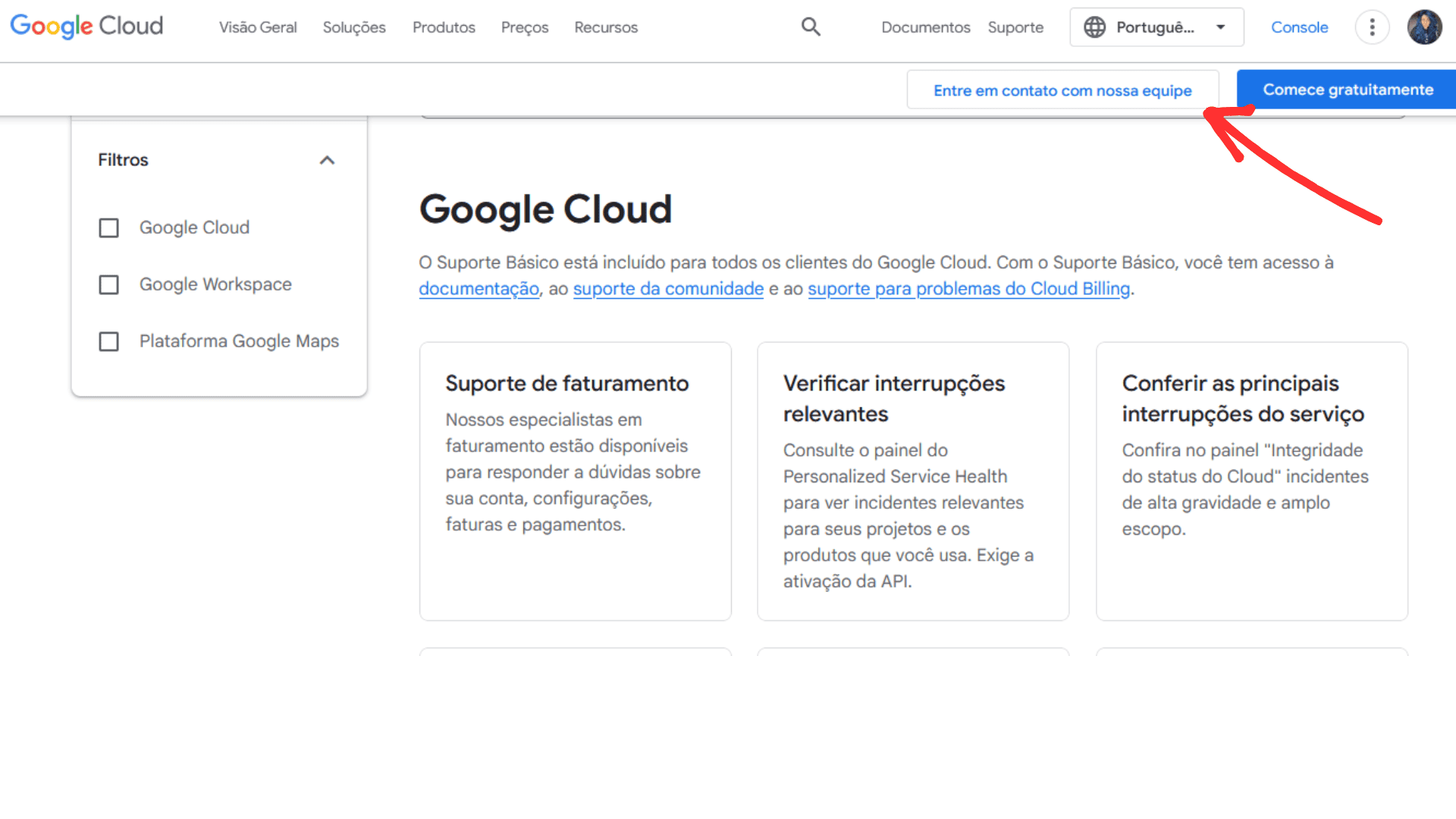 Passo 4 para contatar Google Storage