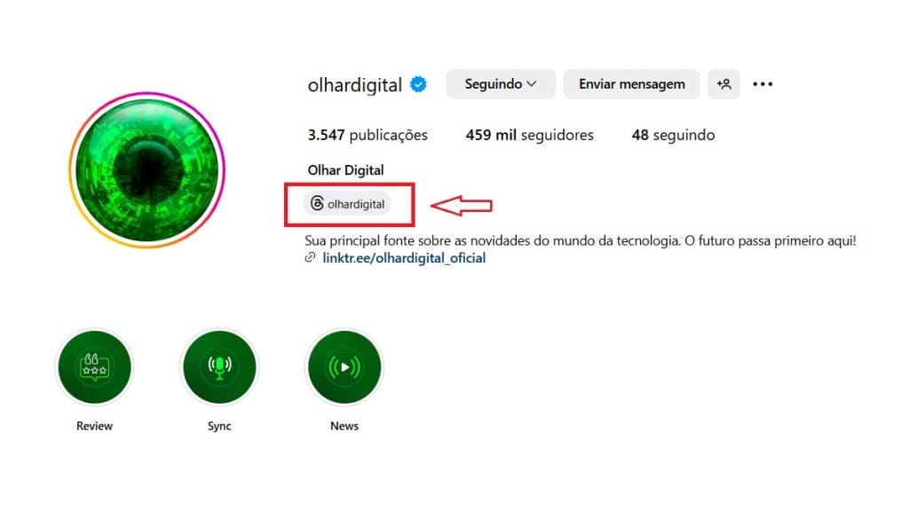 Verifique o selo do Threads no Instagram