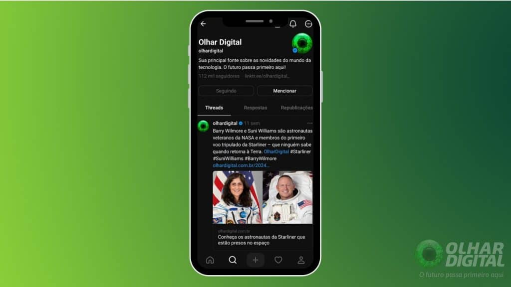 Perfil do Olhar Digital no Threads
