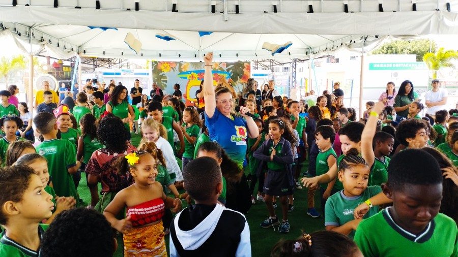 Momento de interação no festival