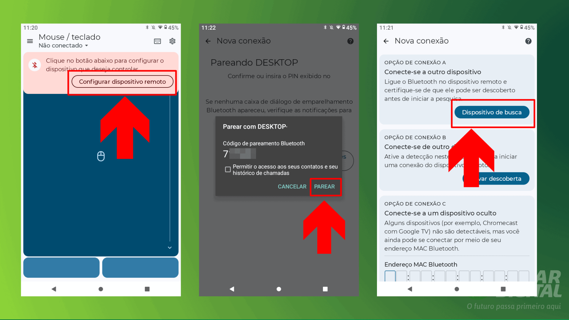 Configurando a conexão Bluetooth entre o tablet e o PC