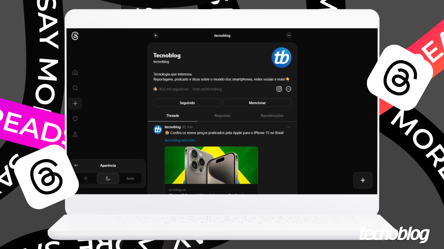 Como deixar o Threads preto? Saiba colocar a rede social no modo escuro pelo celular ou PC • Aplicativos e Software • Tecnoblog
