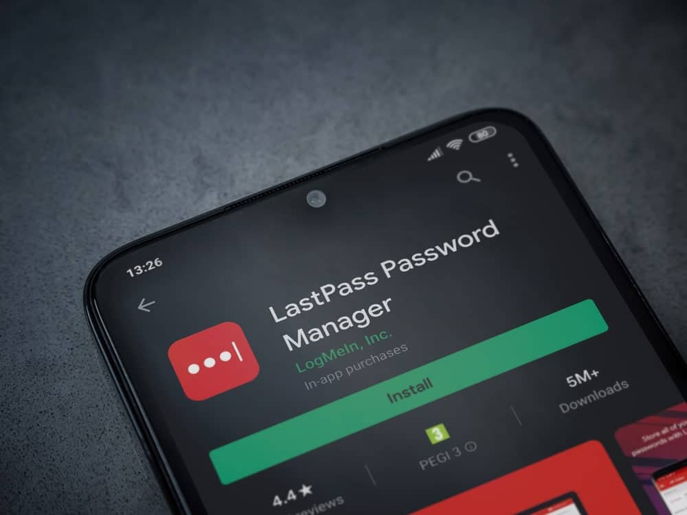 Interface do LastPass mostrando opções de senha