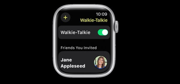 Imagem demonstrativa de como usar o Walkie-Talkie no Apple Watch