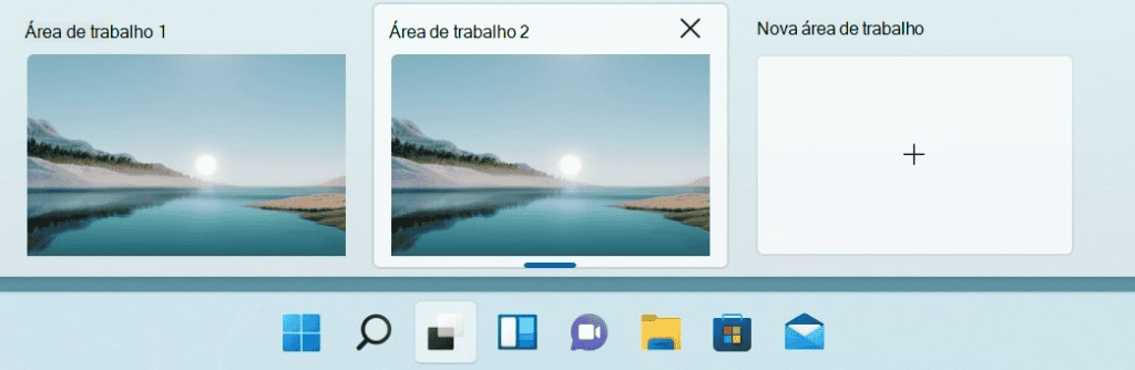 Imagem demonstrativa de áreas de trabalho no Windows 11