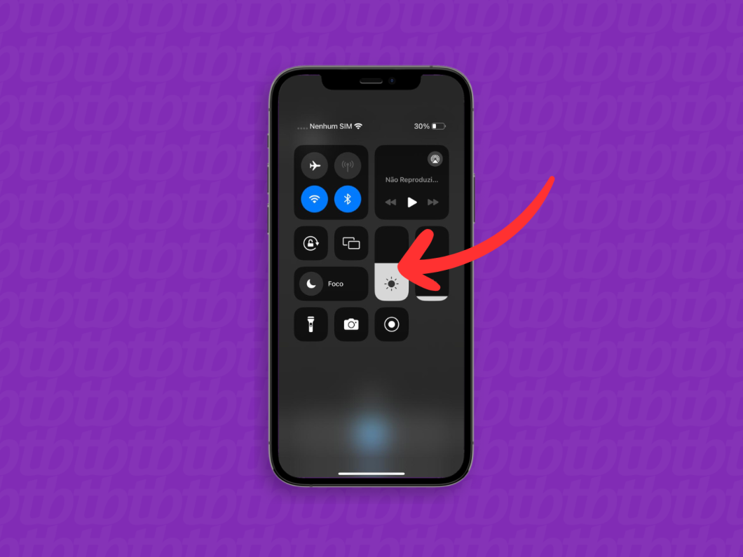 Captura de tela do iPhone mostrando opções de brilho