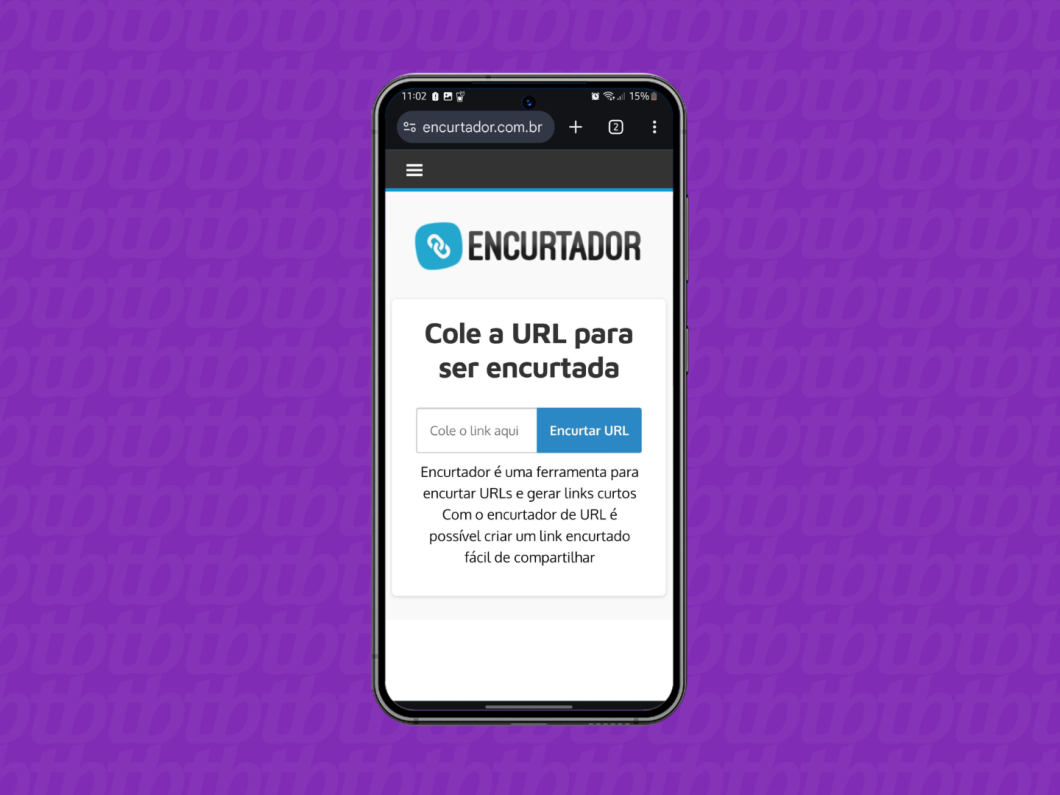 Captura de tela do site Encurtador