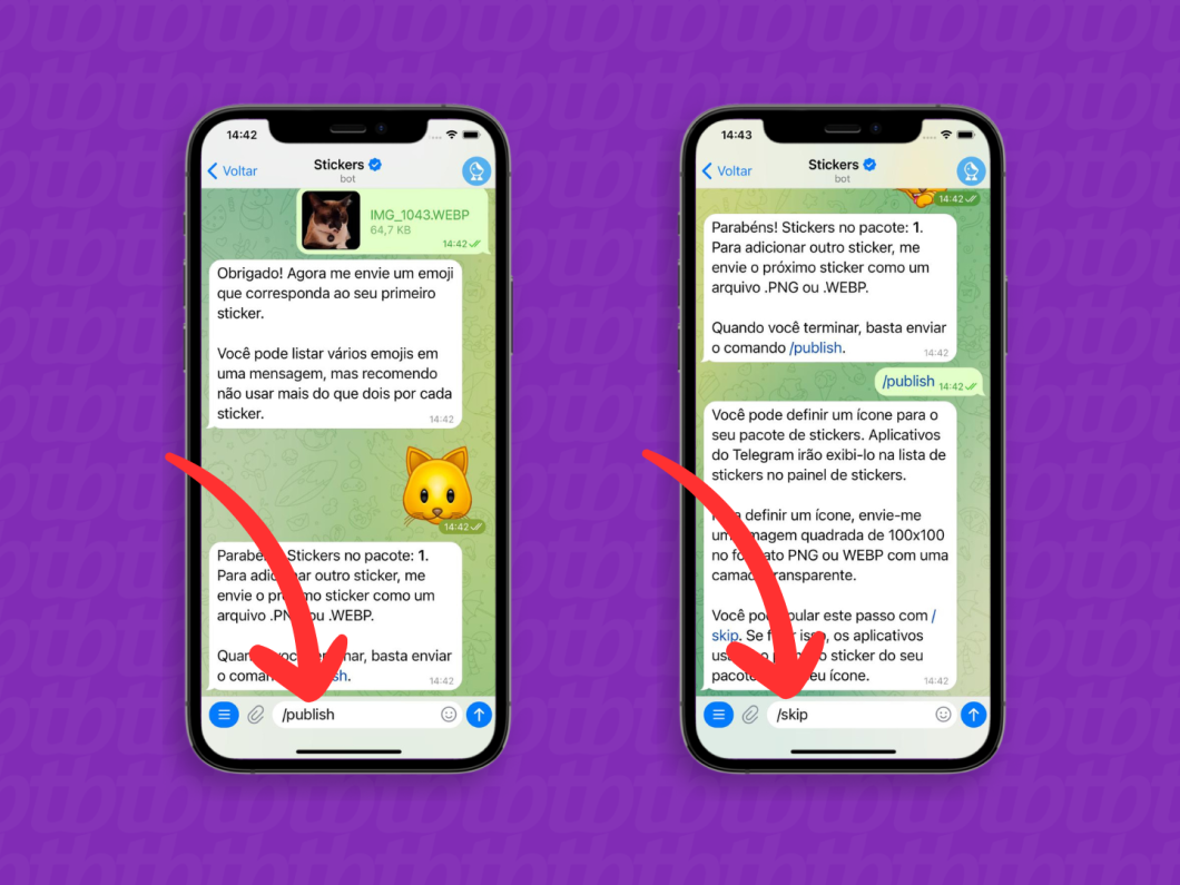 Fechando o pacote de figurinhas no Telegram