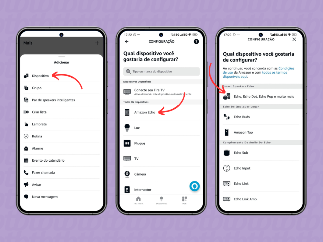 Configurando um novo dispositivo Echo com Alexa