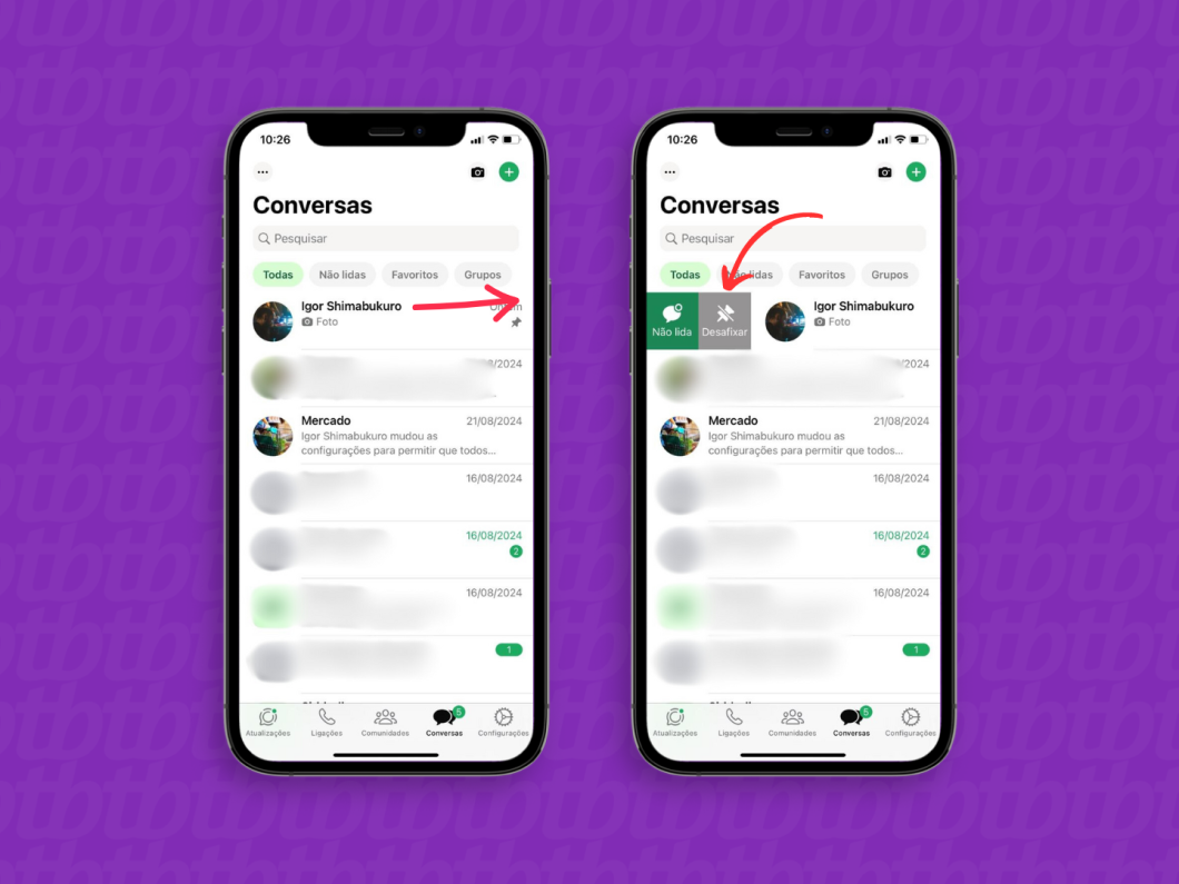 Desafixando uma conversa do WhatsApp pelo iPhone - Passo a passo