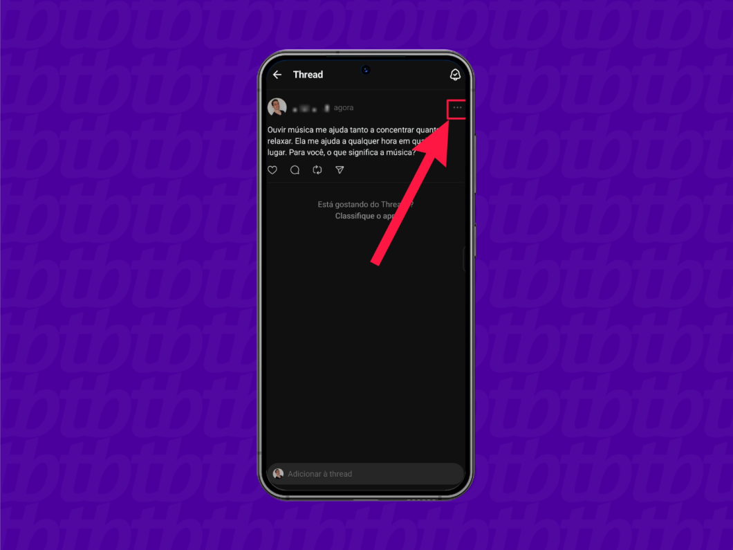 Tela do aplicativo Threads mostrando o botão de ação da postagem.