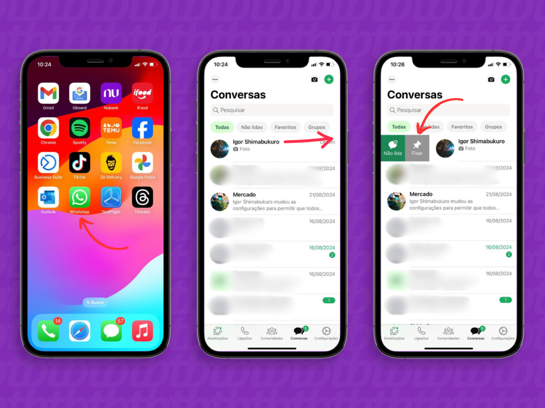 Fixando uma conversa do WhatsApp pelo iPhone - Passo a passo