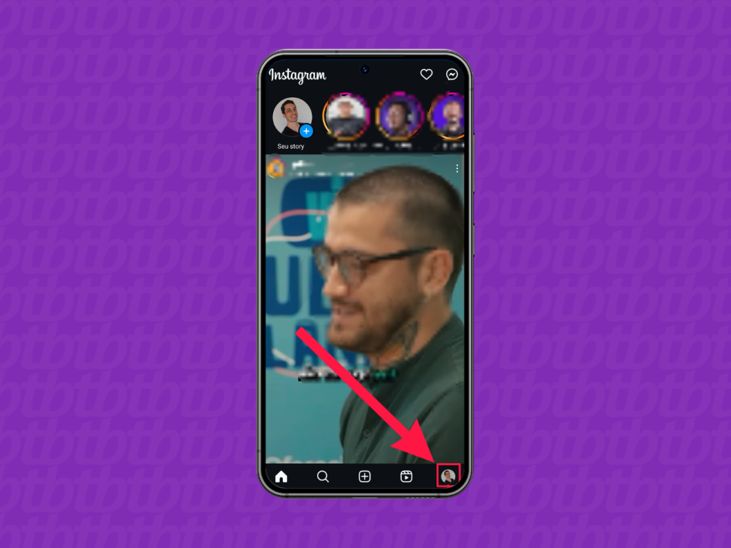 Acessando seu perfil no app do Instagram para celular.