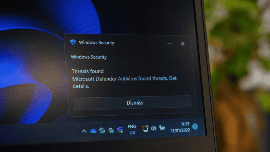 imagem mostrando uma notificação no computador indicando que o antivírus detectou uma ameaça