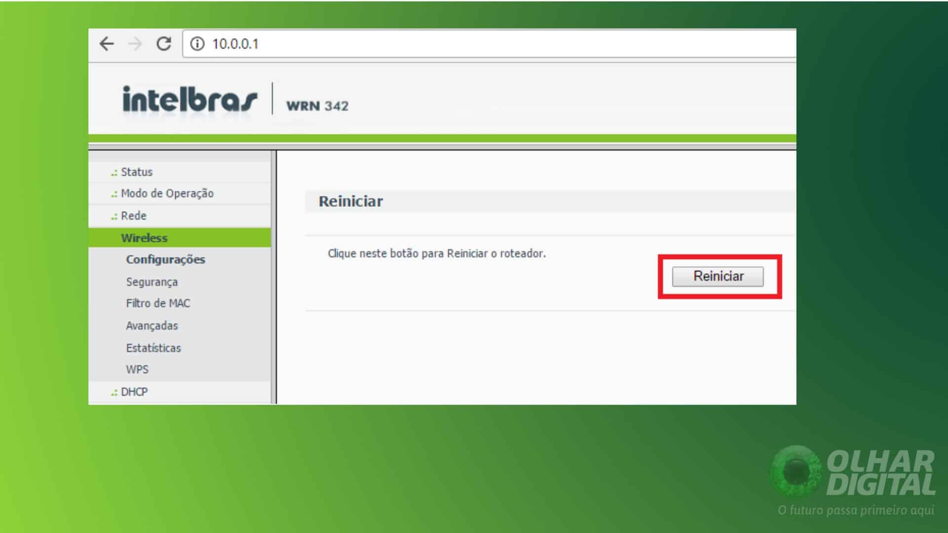 Reiniciando Roteador Intelbras
