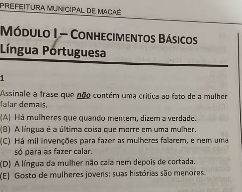 Concurso de Macaé tem duas questões anuladas por conteúdo considerado machista e misógino — RC24H