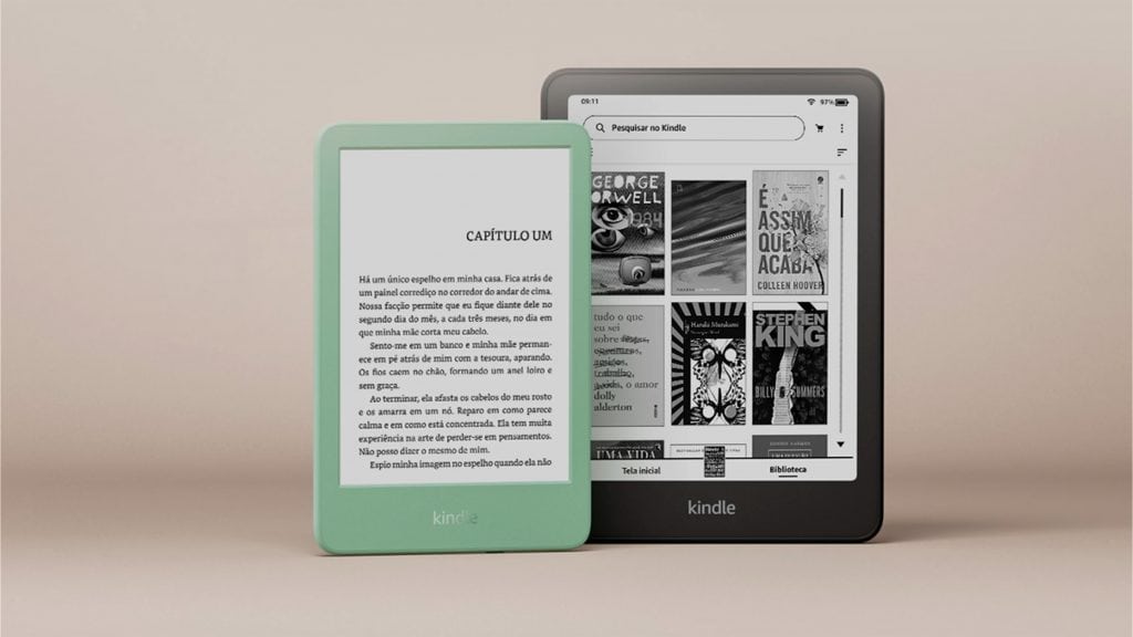 Novos modelos coloridos (no caso, verde) e preto do Kindle da Amazon