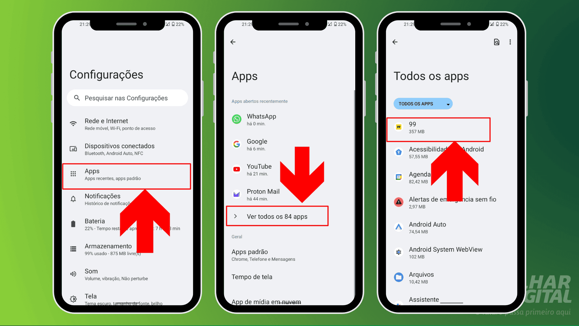 Lista de aplicativos no Android