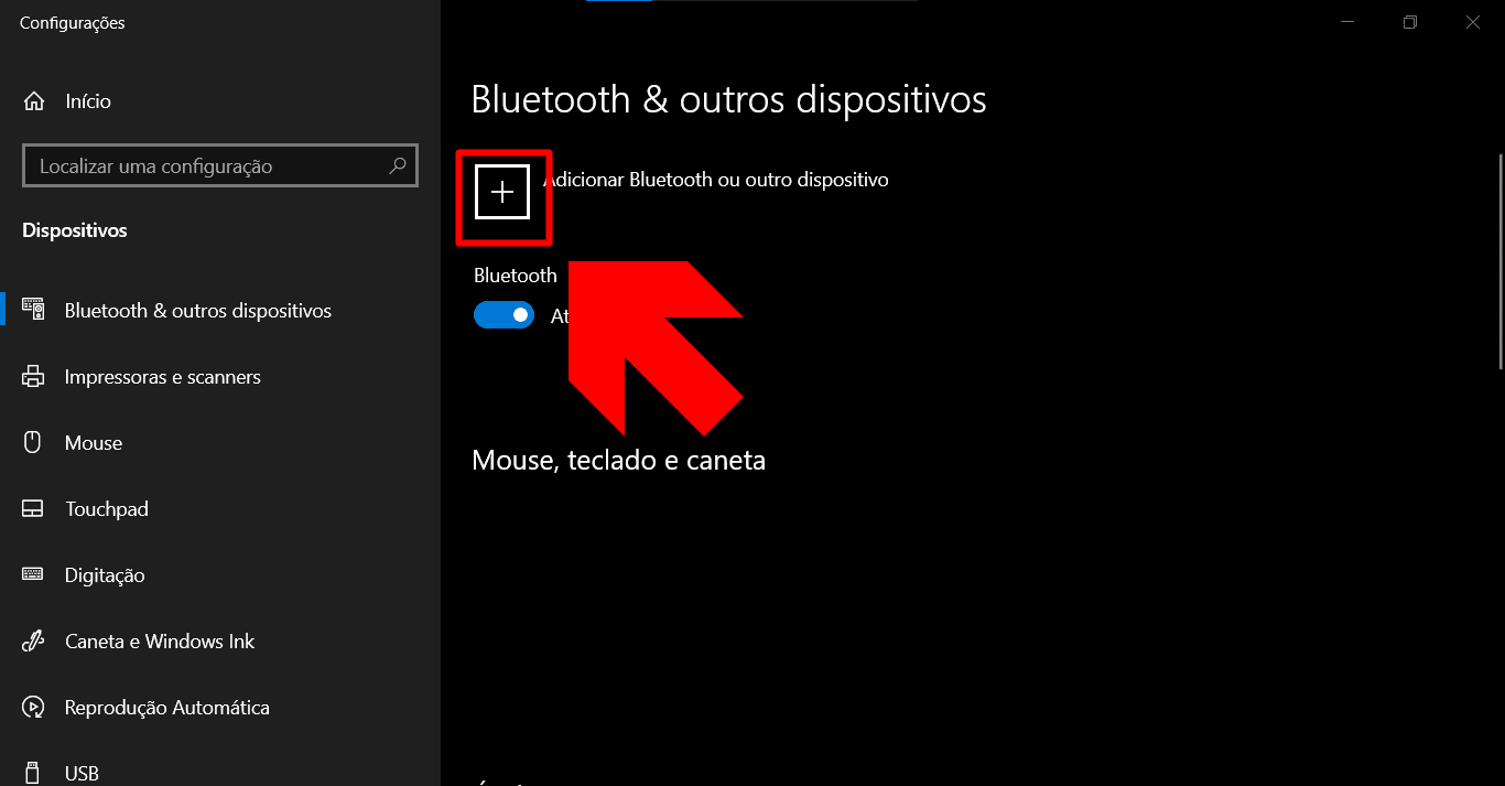 Botão para adicionar dispositivos Bluetooth ao Windows