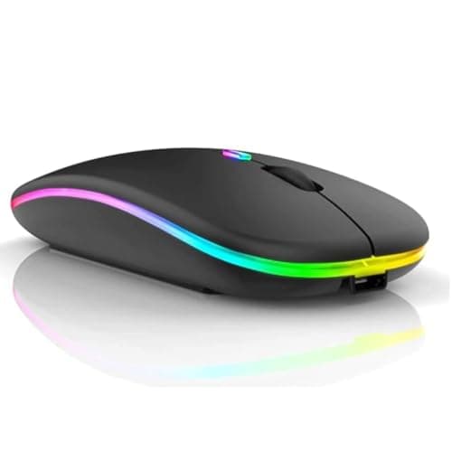 Mouse Sem Fio Recarregável Wireless Bluetooth Optico Led Rgb Colorido Ergonômico Usb 2.4 Ghz Notebook Computador Pc Desktop Linha Premium