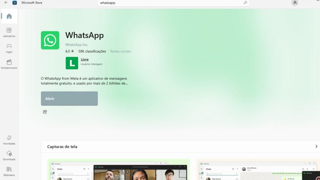 WhatsApp na Microsoft Store